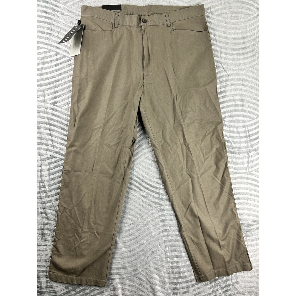 Perry Ellis Portfolio Dress Pants Men's 38X30 Green Straight Pleated Stretch NWT